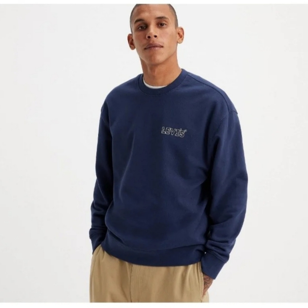 LEVI'S LOGO MEN'S SWEATSHIRT IN RELAXED FIT - XL DARK TEAL BLUE BNWT RETIRED